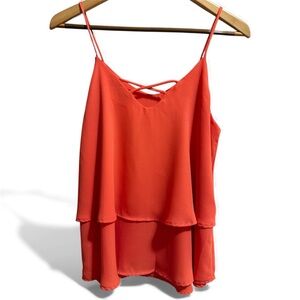 Annabella Vibrant Orange Strappy Double-Layer Camisole